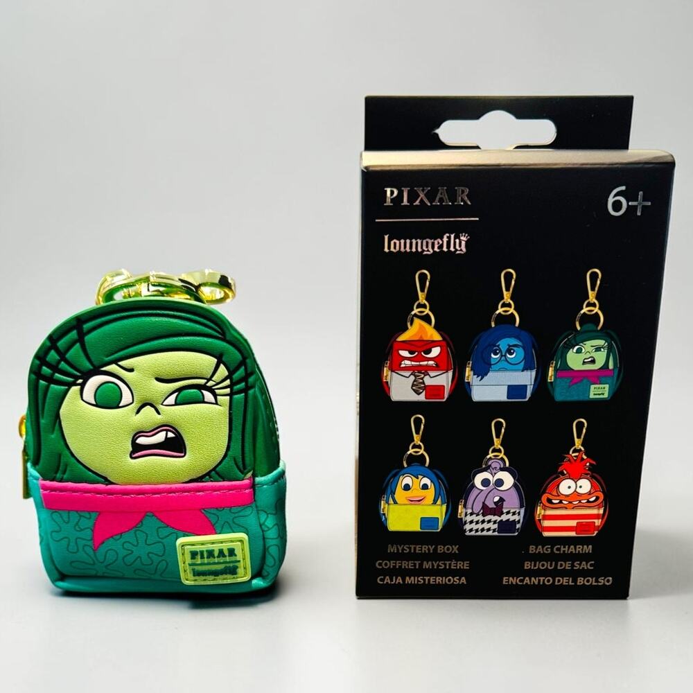 Loungefly Pixar Inside Out 2 Disgust Mini Backpack Bag Charm Keychain NWT
